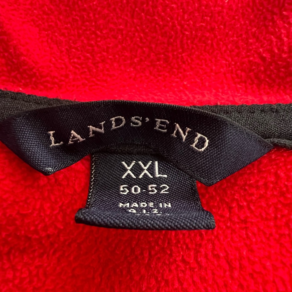 Lands End Mens Red Quarter Zip Pullover Long Sleeve Fleece Jacket Size XXL - Picture 4 of 5